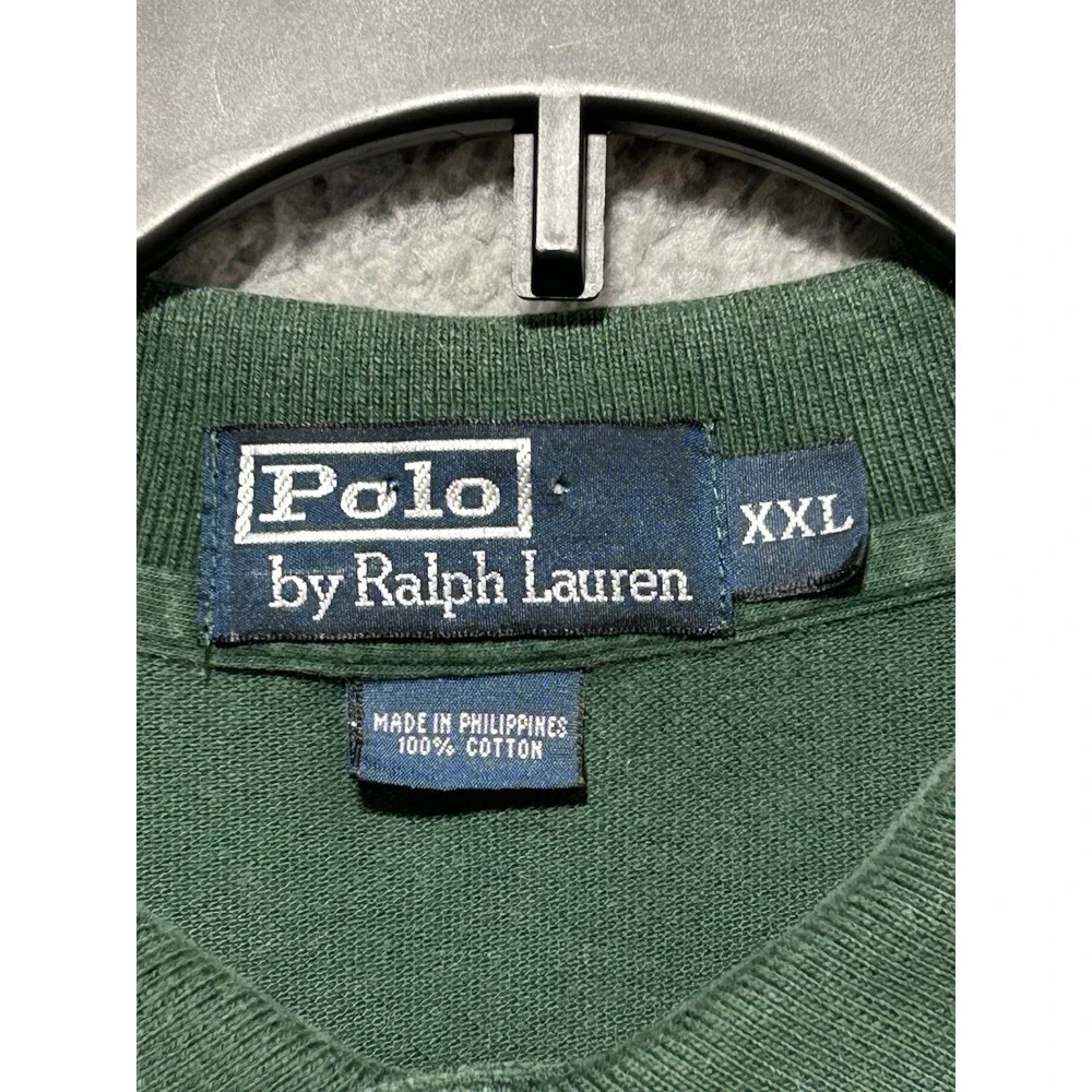 VTG Polo Ralph Lauren Heavyweight Long Sleeve Polo Shirt Mens XXL Green Red Pony